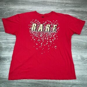 Akademiks Shirt Mens 3XL Red RARE Spellout Diamonds Bling Hip Hop Rap Tee Y2K